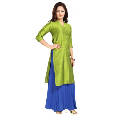 Roneclick Women's Silk Self Pattern Straight Kurti-Green