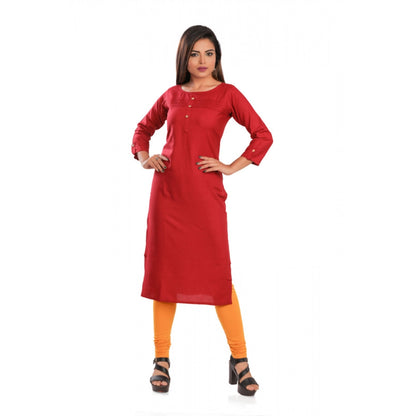 Roneclick Women's Rayon Self Pattern Straight Kurti-Maroon