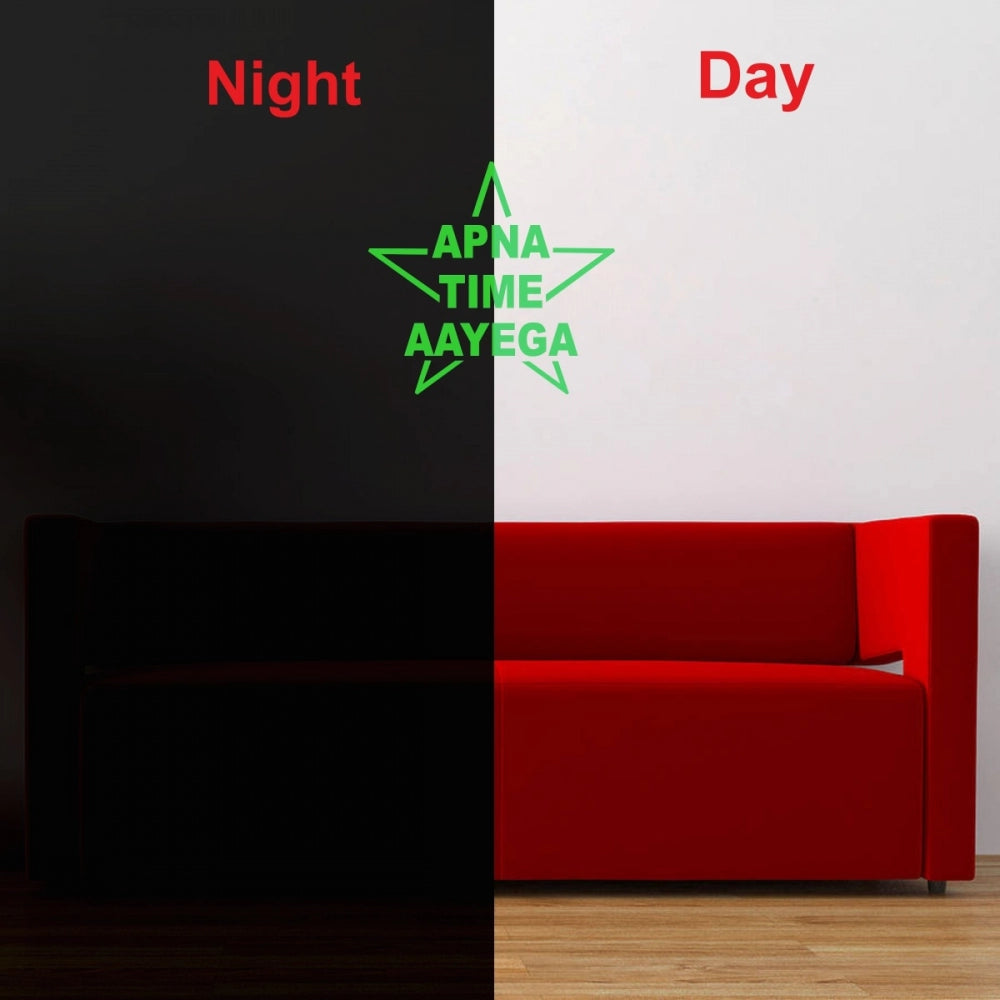 Roneclick Green Poster Apna Time Aayega Radium Wall Sticker