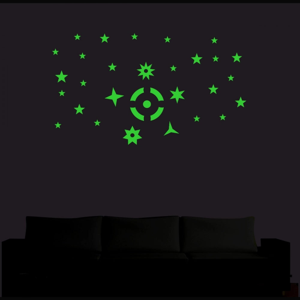 Roneclick Green Galaxy Of Stars With Moon Radium Wall Sticker