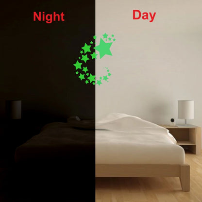 Roneclick Green Galaxy Of Stars With Moon Radium Wall Sticker