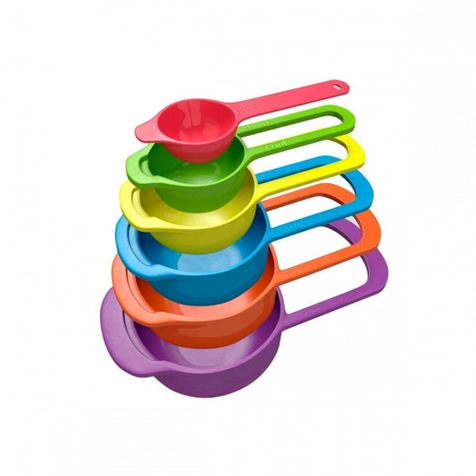 Roneclick Pack Of_2 Plastic Colorful Measuring Spoon Measuring Cup(6 Pcs Set) (Color: Assorted)