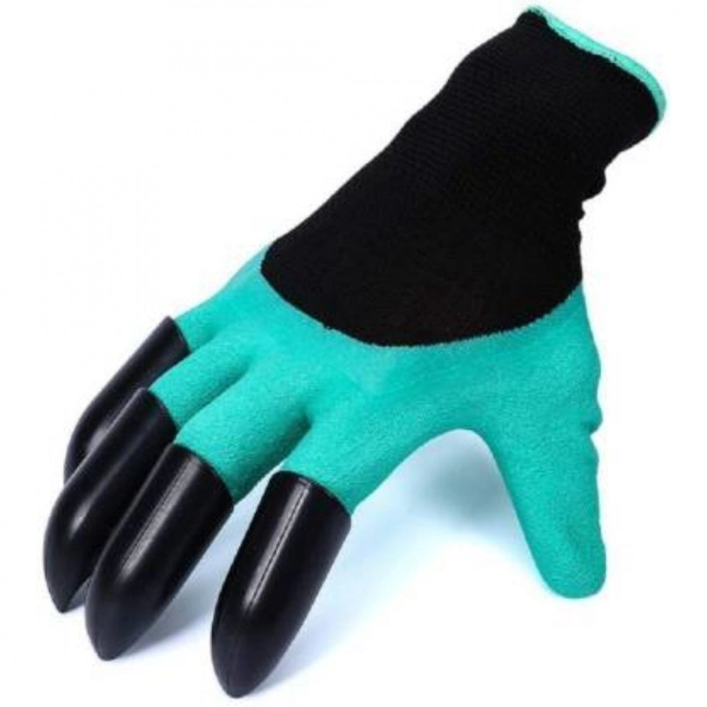 Roneclick Pack Of_2 Heavy Duty Garden Farming Gloves Washable With Right Hand Fingertips Claws (Color: Assorted)