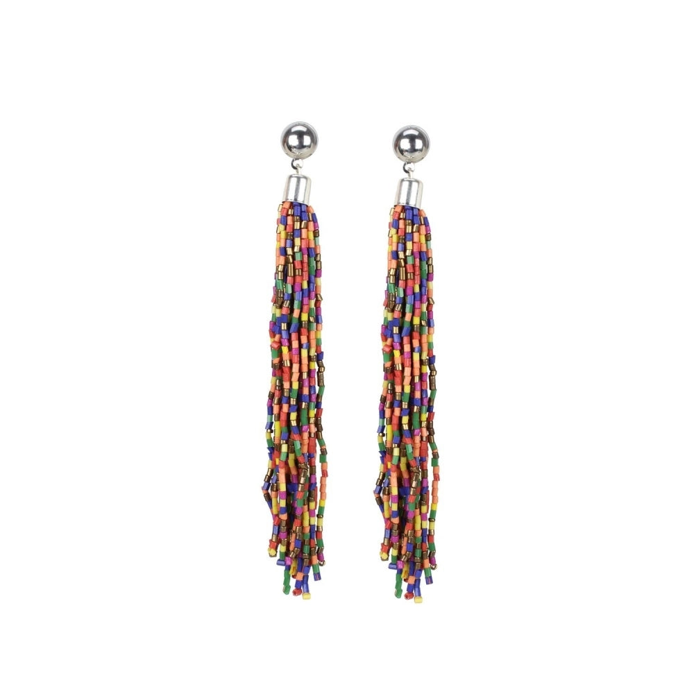 Roneclick Women's Alloy, Beads Hook Dangler Hanging Earring (Color: Multi Color)