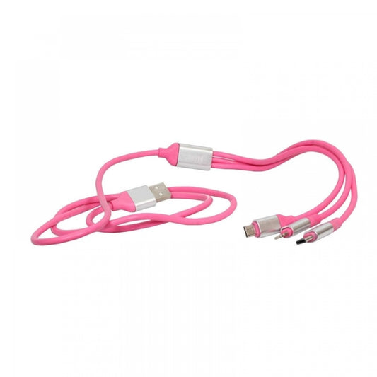 Generic Pack Of_2 Colorful Multi Charger Cable 3 In 1 Cable Sp_32 (Color: Assorted)