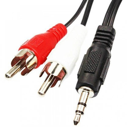 Generic Pack Of_5 3.5 Mm Jack Stereo Audio Male To 2 Rca Male Cable (Color: Assorted)