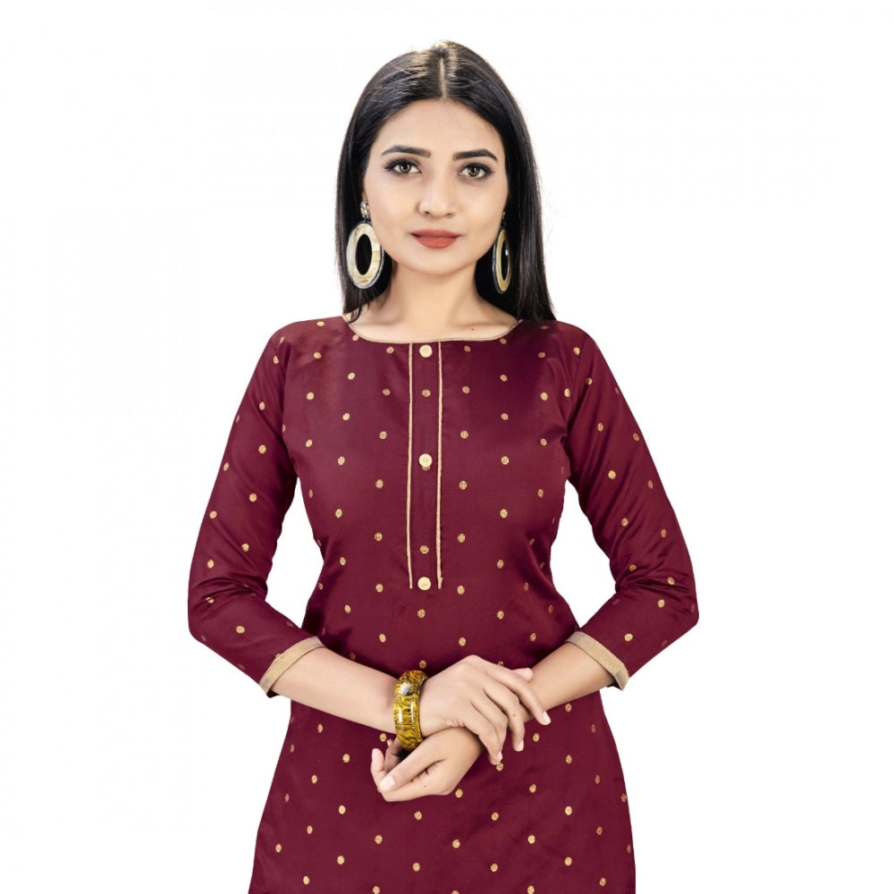 Roneclick Banarasi Silk Unstitched Salwar-Suit Material Premium Quality With Dupatta (Color: Maroon)