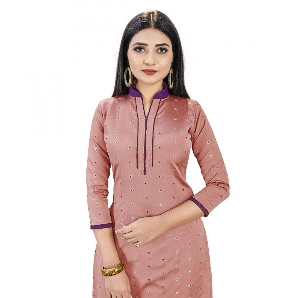 Roneclick Banarasi Silk Unstitched Salwar-Suit Material Premium Quality With Dupatta (Color: Peach)