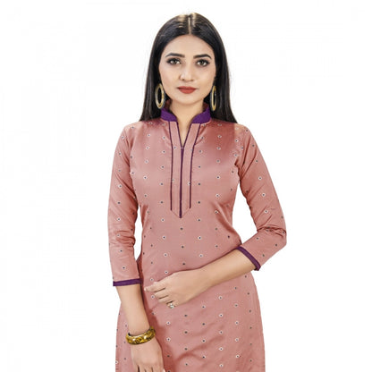 Roneclick Banarasi Silk Unstitched Salwar-Suit Material Premium Quality With Dupatta (Color: Peach)