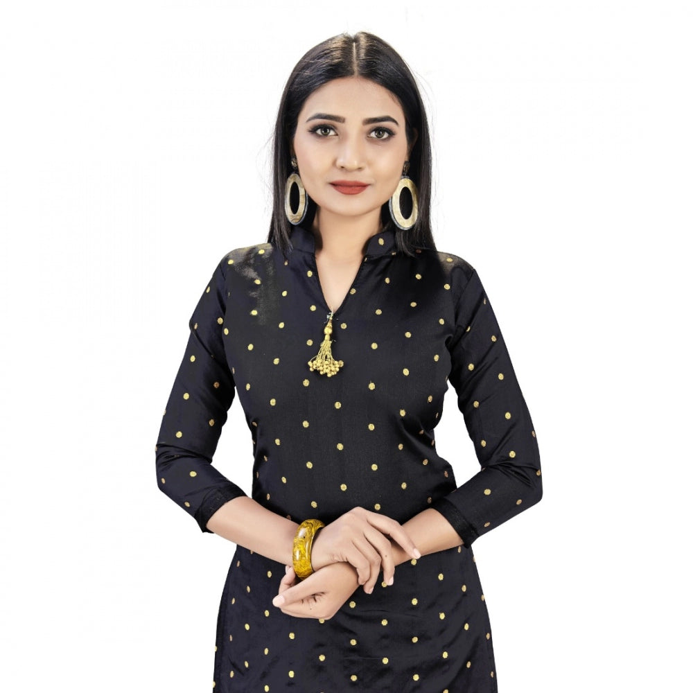 Roneclick Banarasi Silk Unstitched Salwar-Suit Material Premium Quality With Dupatta (Color: Black)