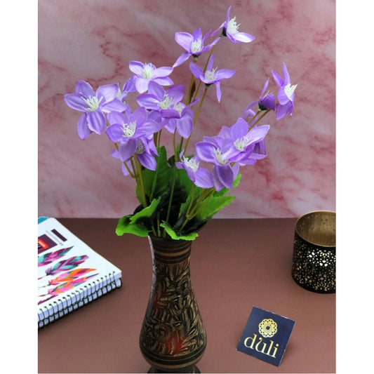 Roneclick Artificial Flowers Bunch Bouquet Of Purple Blossoms For Home Decoration (Color: Purple, Material: Silk Polyester)