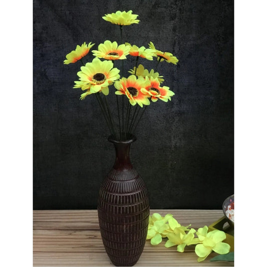 Roneclick Artificial Flowers Bunch Bouquet Of 12 Sunflowers For Home Decoration (Color: Yellow, Material: Silk Polyester)