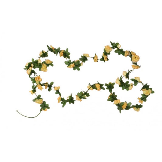 Roneclick Artificial Flower Creeper Hanging Rose Garland For Home Decoration (Color: Cream, Material: Silk Polyester)