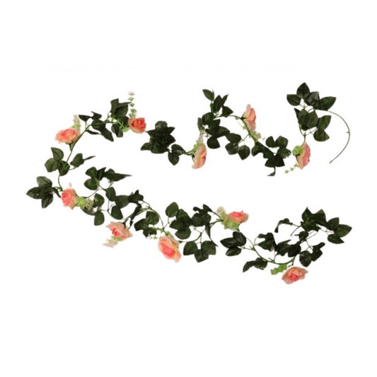 Roneclick Artificial Light Pink White Filler Rose Vines Flowers Plants Artificial Flower Creeper Hanging Rose For Home Decoration (Color: LightPink, Material: Silk Polyester)