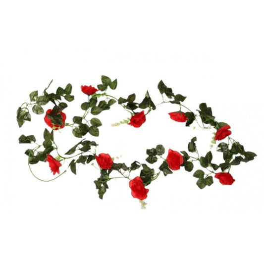 Roneclick Artificial Red White Filler Rose Vines Flowers Plants Artificial Flower Creeper Hanging Rose For Home Decoration (Color: Red, Material: Silk Polyester)