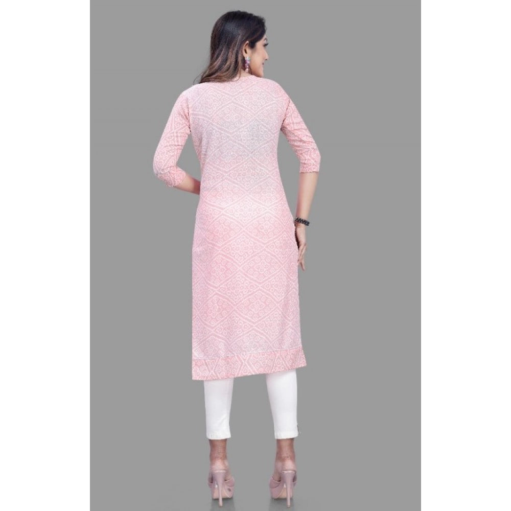 Roneclick Women's Cotton Straight Kurti (Pink)