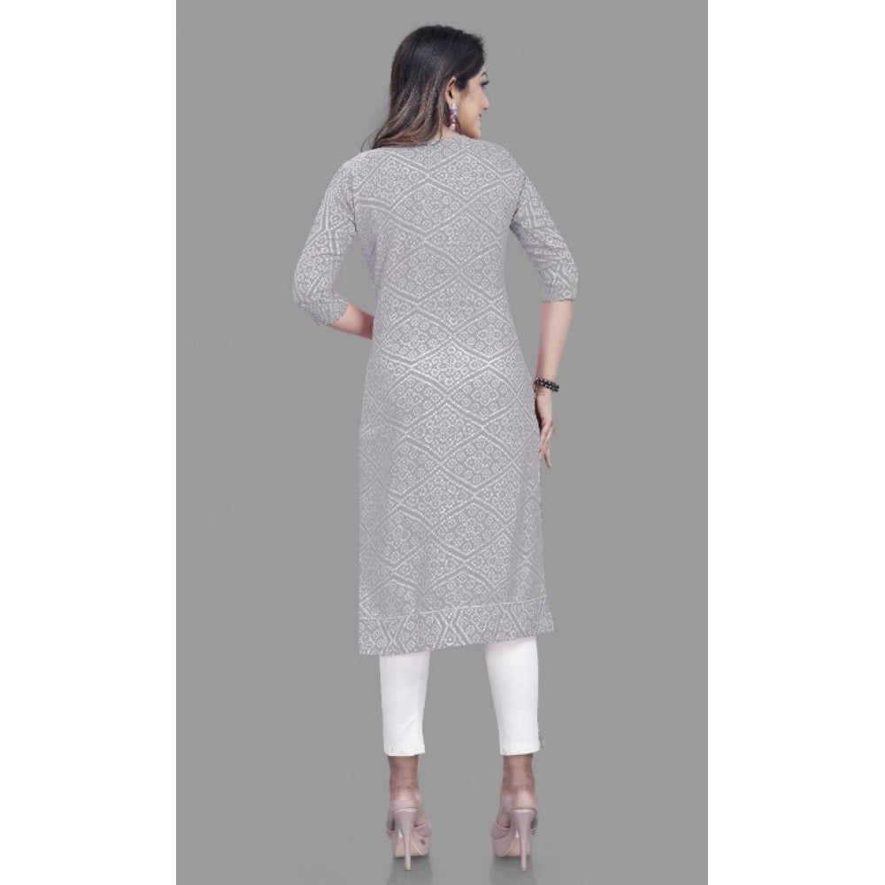 Roneclick Women's Cotton Straight Kurti (Grey)