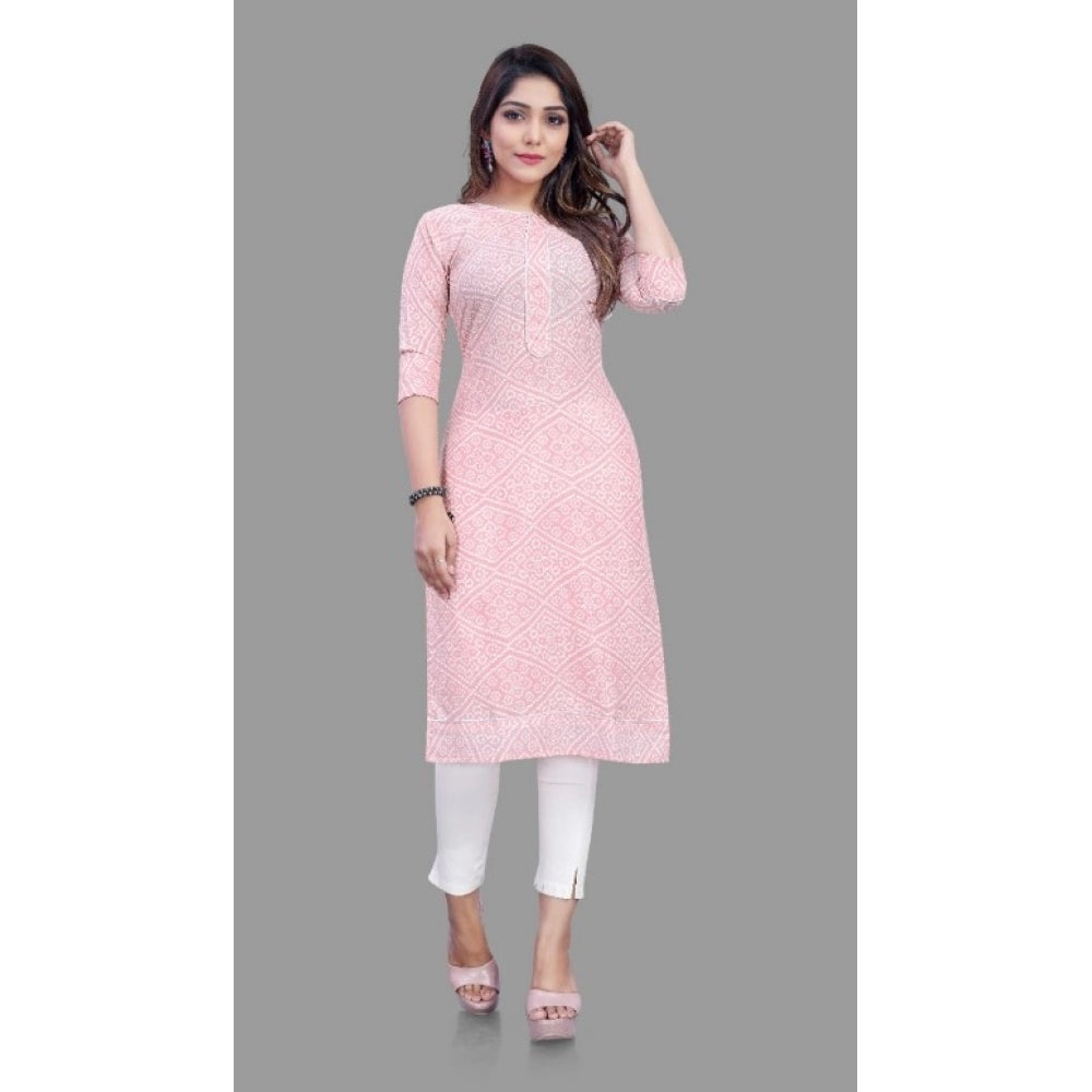 Roneclick Women's Cotton Straight Kurti (Pink)