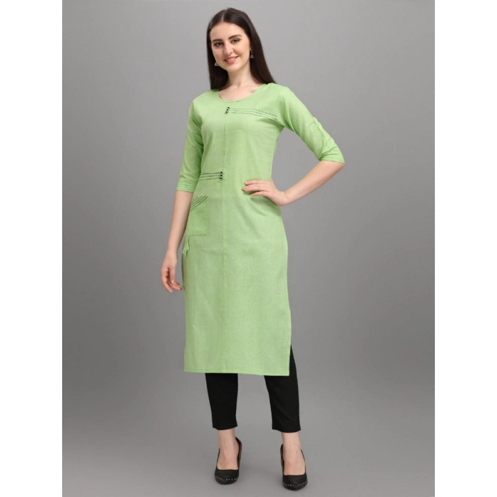 Roneclick Women's Cotton Straight Kurti (Pista)