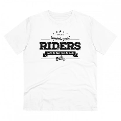 Roneclick Men's PC Cotton Bike Ride Design Printed T Shirt (Color: White, Thread Count: 180GSM)