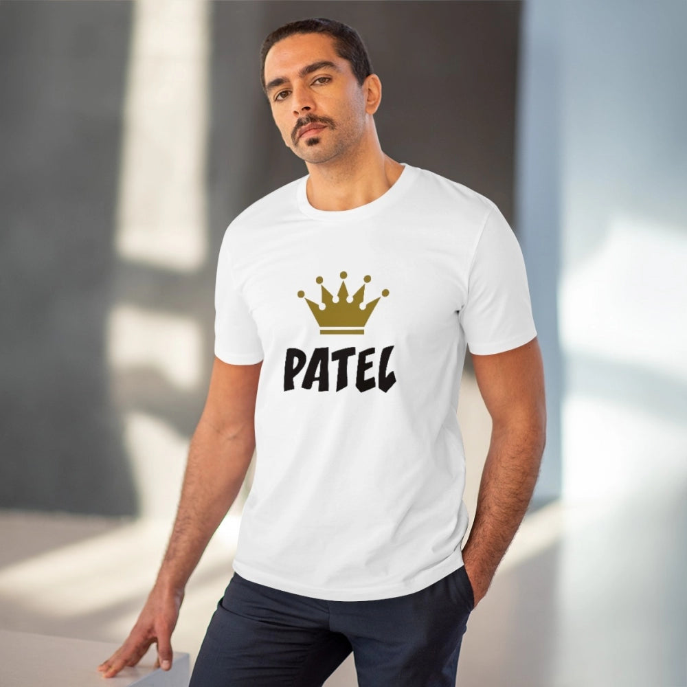 Roneclick Men's PC Cotton Patel Printed T Shirt (Color: White, Thread Count: 180GSM)