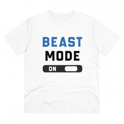 Roneclick Men's PC Cotton Beast Mode On Printed T Shirt (Color: White, Thread Count: 180GSM)