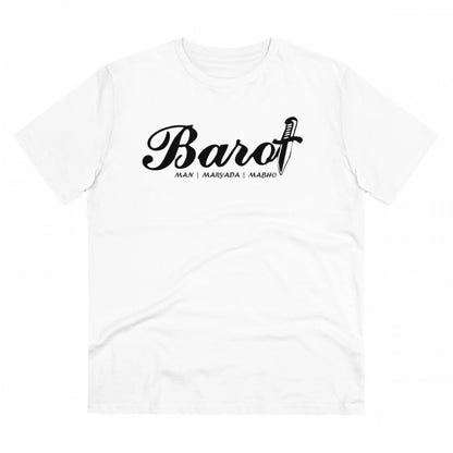 Roneclick Men's PC Cotton Cast Design Barot Printed T Shirt (Color: White, Thread Count: 180GSM)