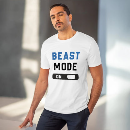 Roneclick Men's PC Cotton Beast Mode On Printed T Shirt (Color: White, Thread Count: 180GSM)