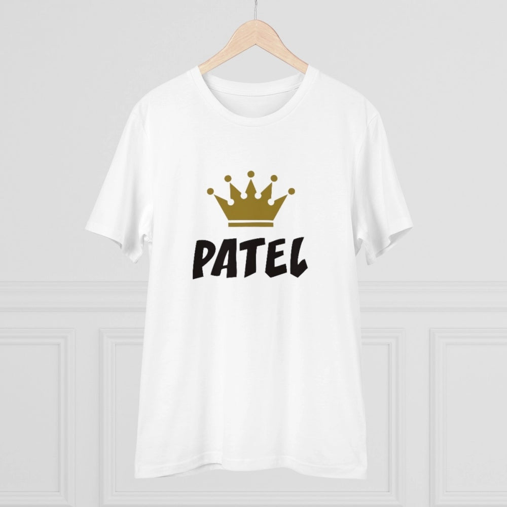 Roneclick Men's PC Cotton Patel Printed T Shirt (Color: White, Thread Count: 180GSM)