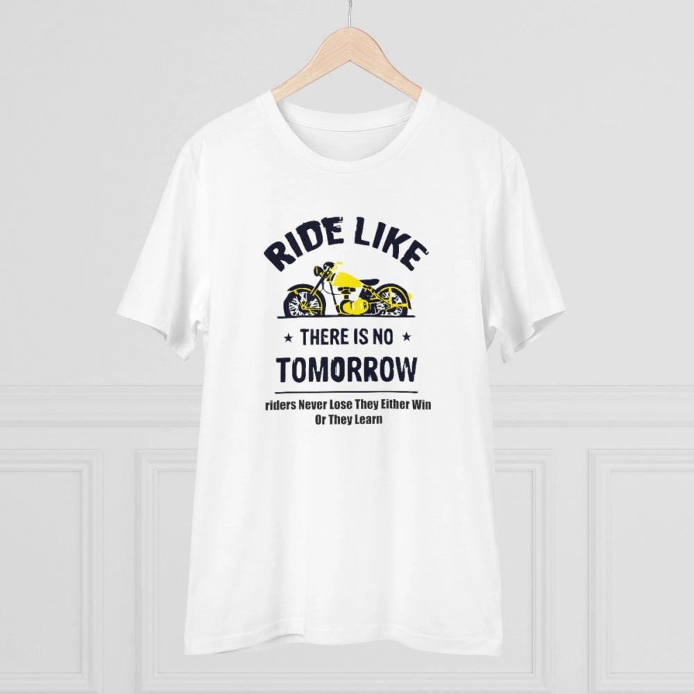 Roneclick Men's PC Cotton Bike Ride Design Printed T Shirt (Color: White, Thread Count: 180GSM)