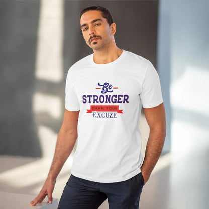 Roneclick Men's PC Cotton Be Stronger Than Your Excuse Desing Printed T Shirt (Color: White, Thread Count: 180GSM)