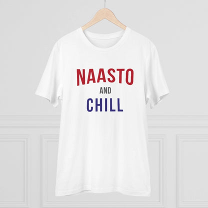 Roneclick Men's PC Cotton Nasto And Chill Printed T Shirt (Color: White, Thread Count: 180GSM)