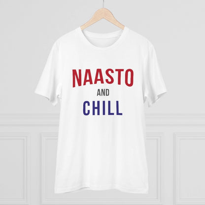 Roneclick Men's PC Cotton Nasto And Chill Printed T Shirt (Color: White, Thread Count: 180GSM)