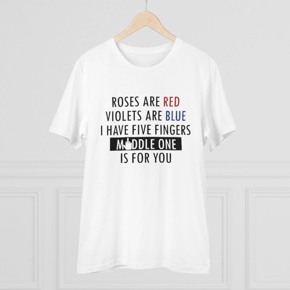 Roneclick Men's PC Cotton Roses Are Red Printed T Shirt (Color: White, Thread Count: 180GSM)