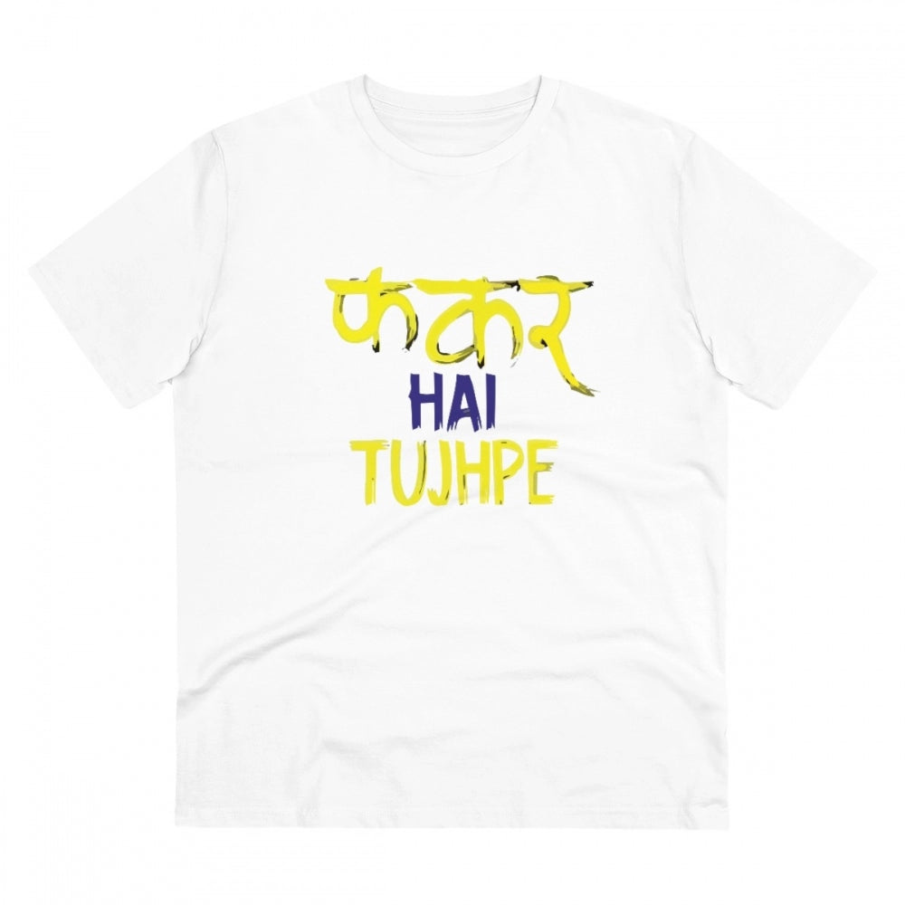 Roneclick Men's PC Cotton Phakar Hai Tuhjpe Printed T Shirt (Color: White, Thread Count: 180GSM)