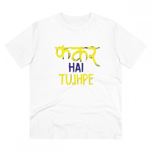 Roneclick Men's PC Cotton Phakar Hai Tuhjpe Printed T Shirt (Color: White, Thread Count: 180GSM)