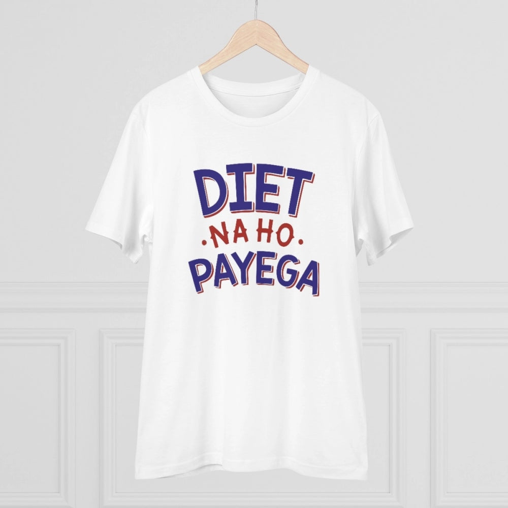 Roneclick Men's PC Cotton Diet Na Ho Payega Printed T Shirt (Color: White, Thread Count: 180GSM)