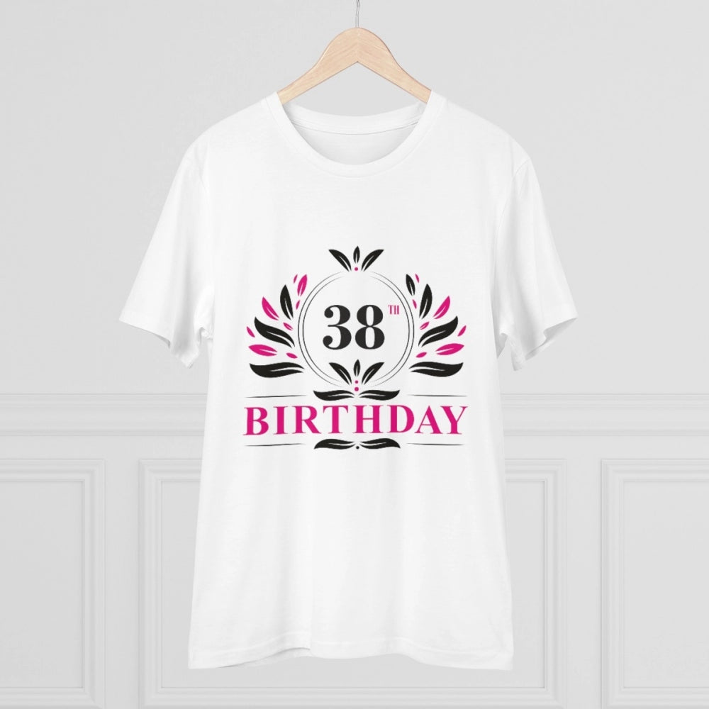 Roneclick Men's PC Cotton 38th Birthday Printed T Shirt (Color: White, Thread Count: 180GSM)