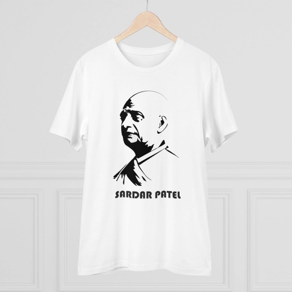 Roneclick Men's PC Cotton Sardar Patel Printed T Shirt (Color: White, Thread Count: 180GSM)