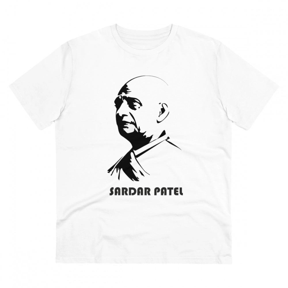 Roneclick Men's PC Cotton Sardar Patel Printed T Shirt (Color: White, Thread Count: 180GSM)