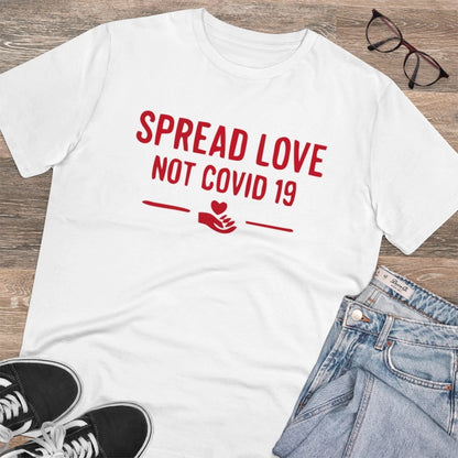 Roneclick Men's PC Cotton Spread Love Not Covid 19 Printed T Shirt (Color: White, Thread Count: 180GSM)