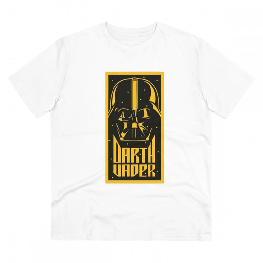 Roneclick Men's PC Cotton Darth Vader Printed T Shirt (Color: White, Thread Count: 180GSM)