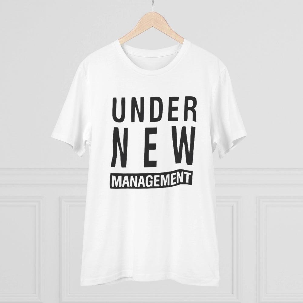 Roneclick Men's PC Cotton Under New Management Desing Printed T Shirt (Color: White, Thread Count: 180GSM)