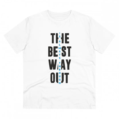 Roneclick Men's PC Cotton The Best Way Out Printed T Shirt (Color: White, Thread Count: 180GSM)