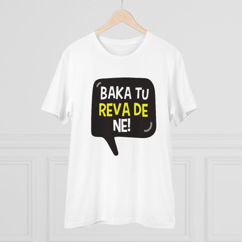 Roneclick Men's PC Cotton Baka Tu Reva De Printed T Shirt (Color: White, Thread Count: 180GSM)