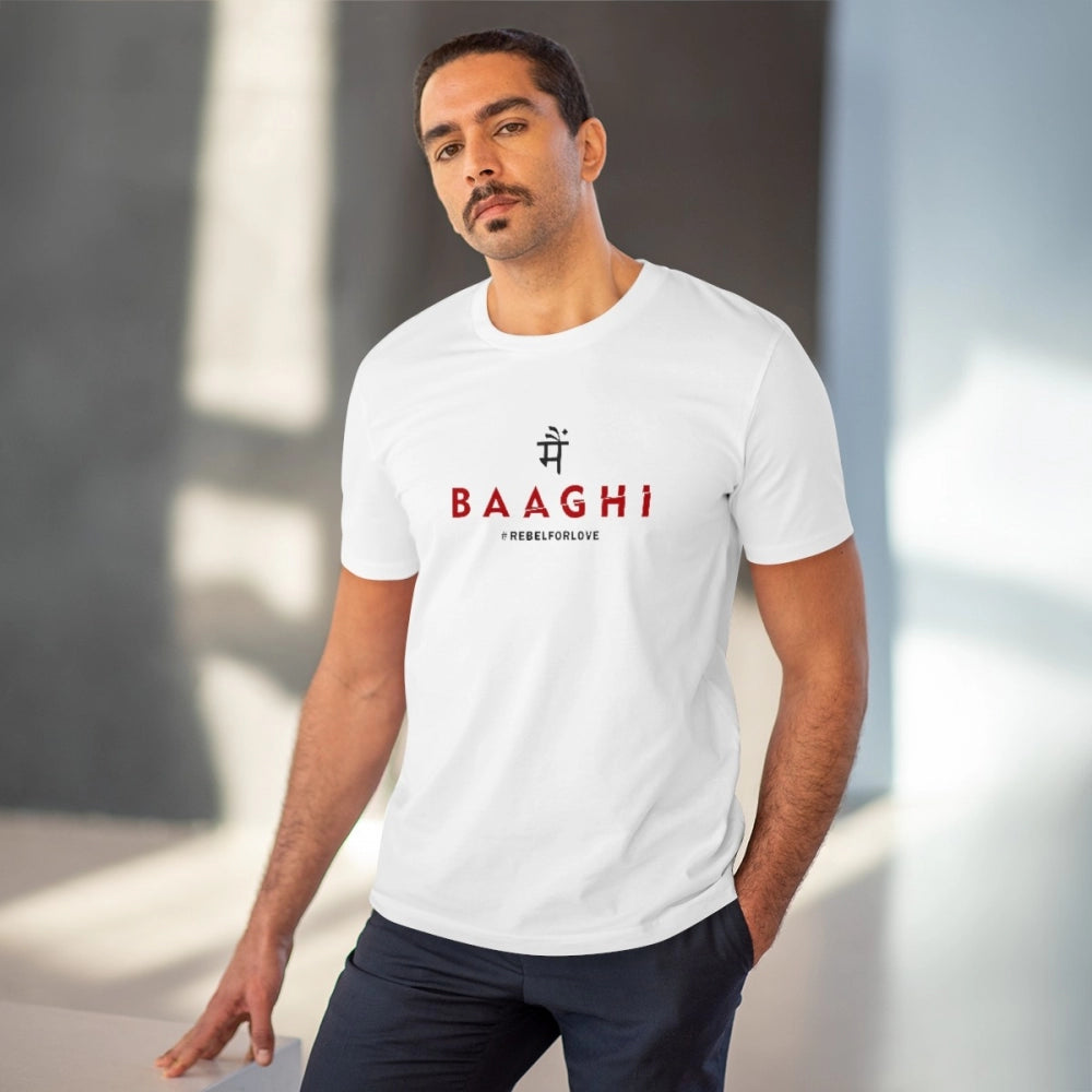 Roneclick Men's PC Cotton Me Bhaghi Printed T Shirt (Color: White, Thread Count: 180GSM)