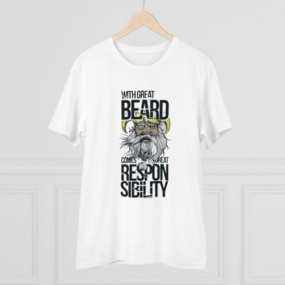 Roneclick Men's PC Cotton With Great Beard Comes Printed T Shirt (Color: White, Thread Count: 180GSM)