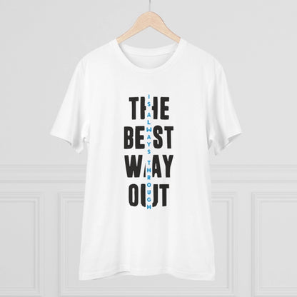 Roneclick Men's PC Cotton The Best Way Out Printed T Shirt (Color: White, Thread Count: 180GSM)