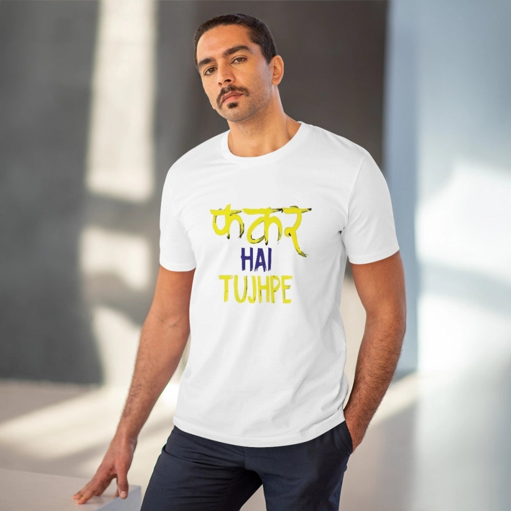 Roneclick Men's PC Cotton Phakar Hai Tuhjpe Printed T Shirt (Color: White, Thread Count: 180GSM)