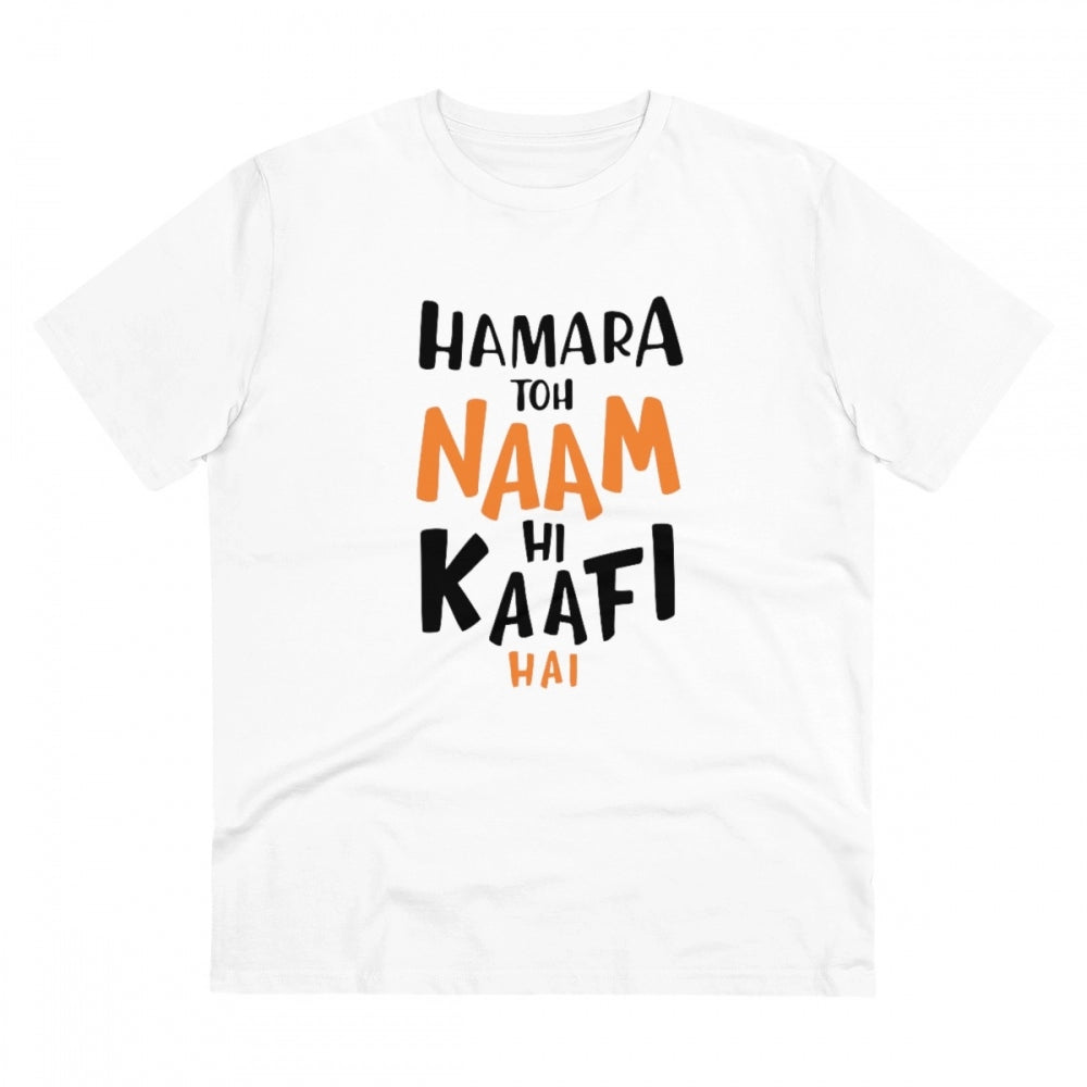 Roneclick Men's PC Cotton Hamara To Name Hi Kaafi Hai Printed T Shirt (Color: White, Thread Count: 180GSM)